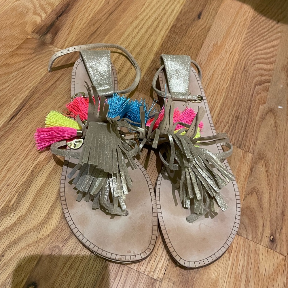 Lilly Pulitzer Gold Sandals with Colorful Tassels